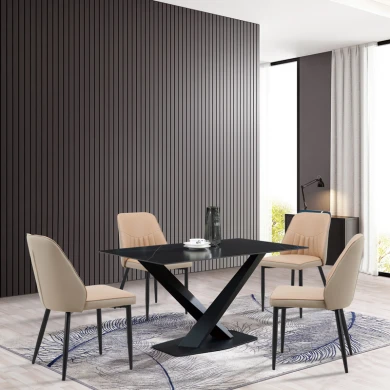 Καρέκλα Onyer pakoworld καφέ-γκρι pu με πόδι μαύρο μέταλλο 48x60x83εκ