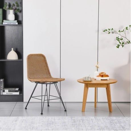 Pamela pakoworld pe rattan chair in natural shade and black metal legs 44x58x82cm