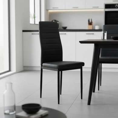 Καρέκλα Parker pakoworld PU ανθρακί-μαύρο πόδι 42x48x98εκ