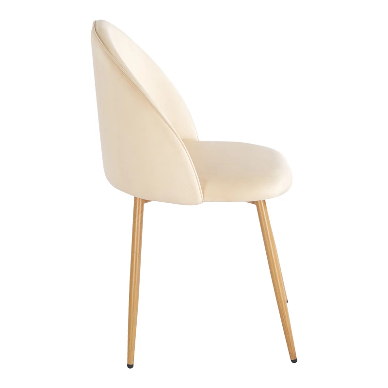Chair Perch pakoworld cream velvet - natural color metal leg 50x43x82cm