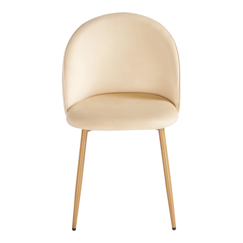 Chair Perch pakoworld cream velvet - natural color metal leg 50x43x82cm