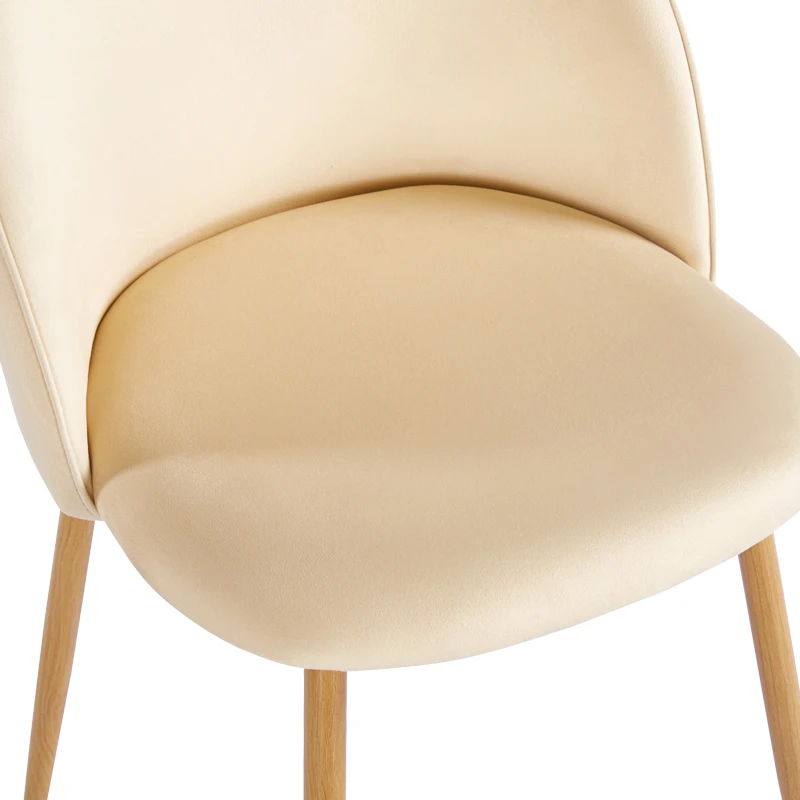 Chair Perch pakoworld cream velvet - natural color metal leg 50x43x82cm