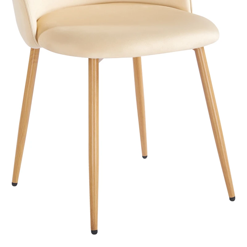 Chair Perch pakoworld cream velvet - natural color metal leg 50x43x82cm