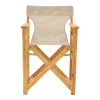 Kompa pakoworld director's chair, solid beech wood, natural - Nexus grey-beige fabric