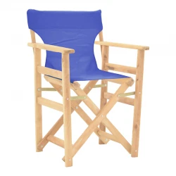 Kompa pakoworld director's chair  inpainted wood color solid beech wood and blue fabric