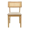 Καρέκλα Raffles pakoworld rubberwood με pe rattan και γκρι μπεζ ύφασμα 47x48x83.5εκ