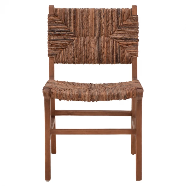 Καρέκλα Refane pakoworld σκελετός teak ξύλο με ψάθα σε καρυδί απόχρωση 50x58x85εκ