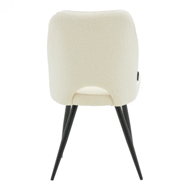 Καρέκλα Renish pakoworld μπουκλέ λευκό-μεταλλικό μαύρο πόδι 61x47x91.5εκ