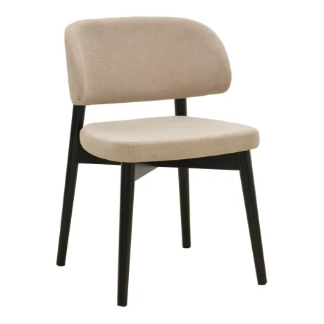Chair Siena pakoworld beige fabric black rubberwood 48x50x81cm