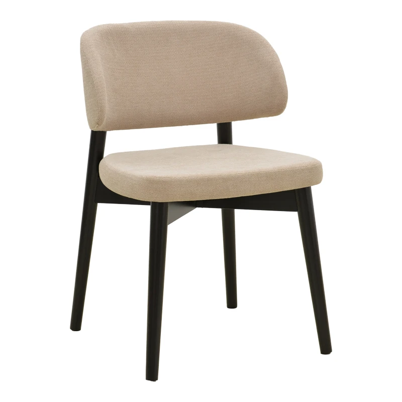Chair Siena pakoworld beige fabric black rubberwood 48x50x81cm