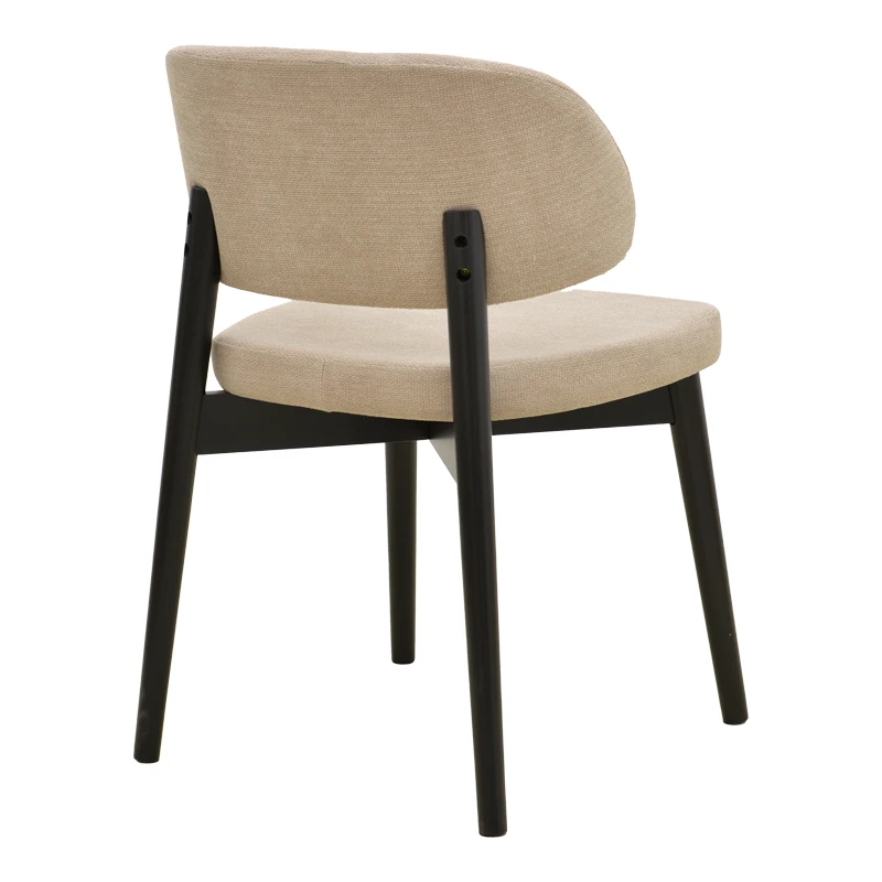 Chair Siena pakoworld beige fabric black rubberwood 48x50x81cm