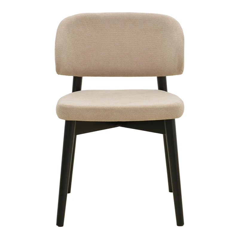 Chair Siena pakoworld beige fabric black rubberwood 48x50x81cm