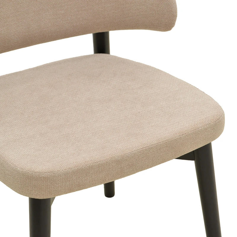 Chair Siena pakoworld beige fabric black rubberwood 48x50x81cm