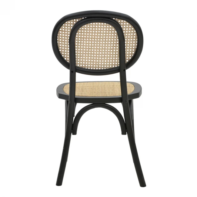 Chair stackable Zoel pakoworld black beech wood-natural rattan 45x52x82cm