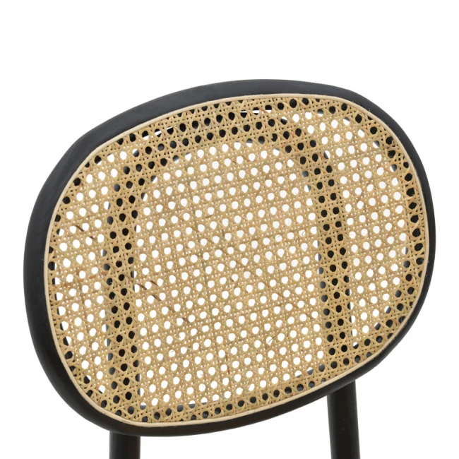 Chair stackable Zoel pakoworld black beech wood-natural rattan 45x52x82cm