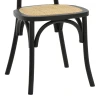 Chair stackable Zoel pakoworld black beech wood-natural rattan 45x52x82cm