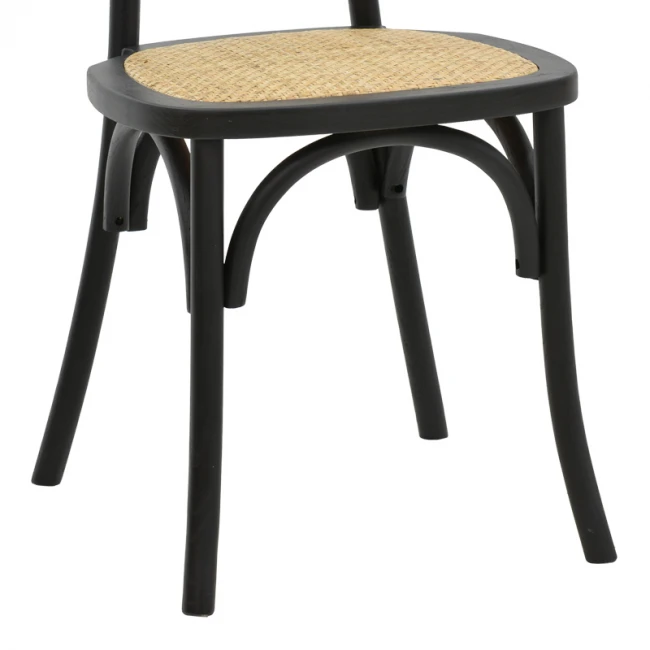 Chair stackable Zoel pakoworld black beech wood-natural rattan 45x52x82cm