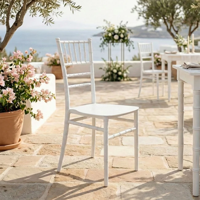 Tiffany Ι pakoworld pp chair in white shade 38.5x46.5x87cm