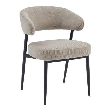 Timur chair pakoworld beige grey fabric with black metal legs 61x55x78cm
