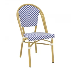 Chair Uarmin pakoworld stack natural aluminum-blue and white pe rattan 46x57x85cm