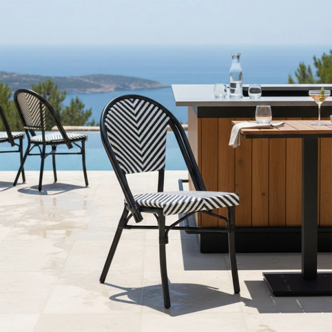 Chair Uarmin pakoworld stack black aluminum-black and white  textilene 46x57x85cm