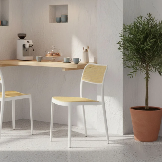 Καρέκλα Westley pakoworld pp φυσικό-λευκό  55x47x81εκ