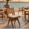 Καρέκλα Winslow pakoworld ξύλο rubberwood ανοικτό καρυδί-pvc rattan φυσικό-ύφασμα γκρι