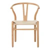 Καρέκλα Wishbone pakoworld rubberwood-σχοινί σε φυσική απόχρωση 53.5x57x74εκ