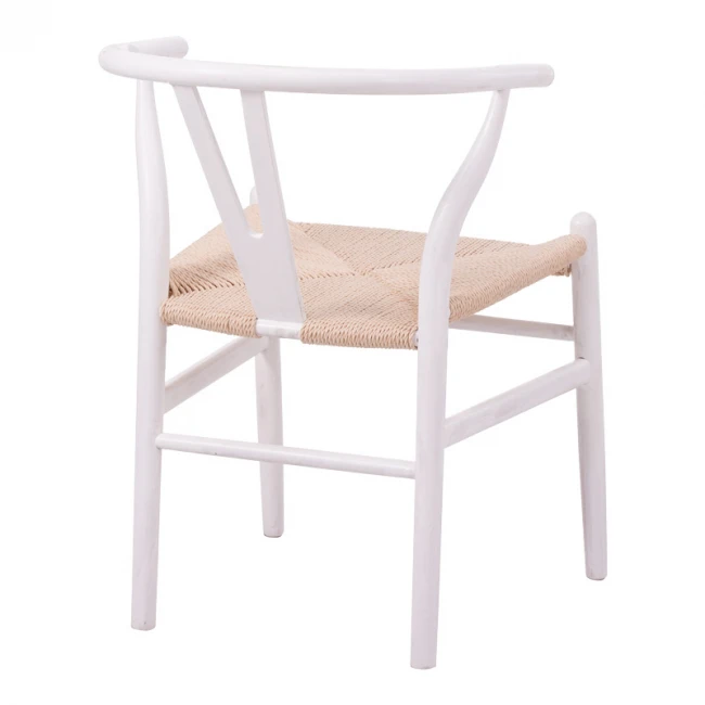 Καρέκλα Wishbone pakoworld rubberwood-σχοινί σε λευκή απόχρωση 53.5x57x74εκ
