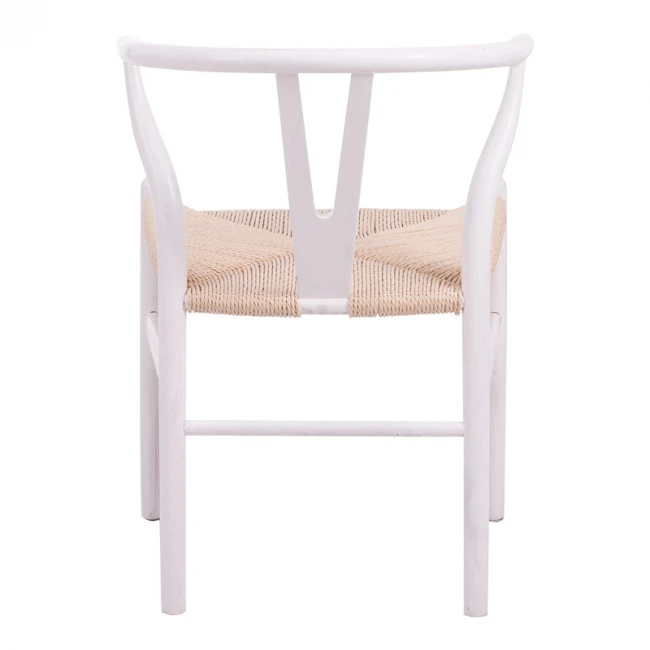 Καρέκλα Wishbone pakoworld rubberwood-σχοινί σε λευκή απόχρωση 53.5x57x74εκ