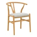 Wishbone chair pakoworld rubberwood-fabric in natural-grey color 51x58x73cm