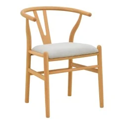 Wishbone chair pakoworld rubberwood-fabric in natural-grey color 51x58x73cm Wishbone chair pakoworld rubberwood-fabric in natural-grey color 51x58x73cm