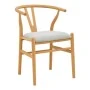 Wishbone chair pakoworld rubberwood-fabric in natural-grey color 51x58x73cm