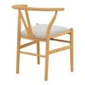 Wishbone chair pakoworld rubberwood-fabric in natural-grey color 51x58x73cm
