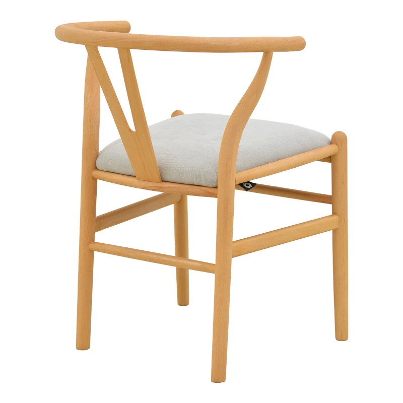 Wishbone chair pakoworld rubberwood-fabric in natural-grey color 51x58x73cm