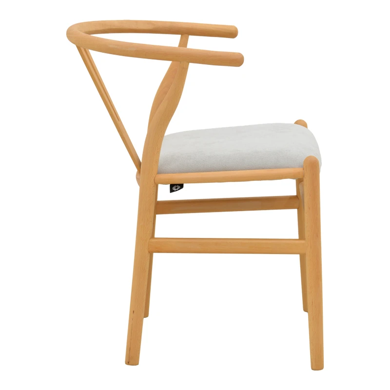Wishbone chair pakoworld rubberwood-fabric in natural-grey color 51x58x73cm