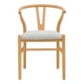 Wishbone chair pakoworld rubberwood-fabric in natural-grey color 51x58x73cm