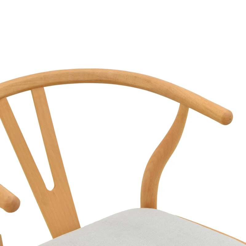 Wishbone chair pakoworld rubberwood-fabric in natural-grey color 51x58x73cm