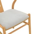 Wishbone chair pakoworld rubberwood-fabric in natural-grey color 51x58x73cm