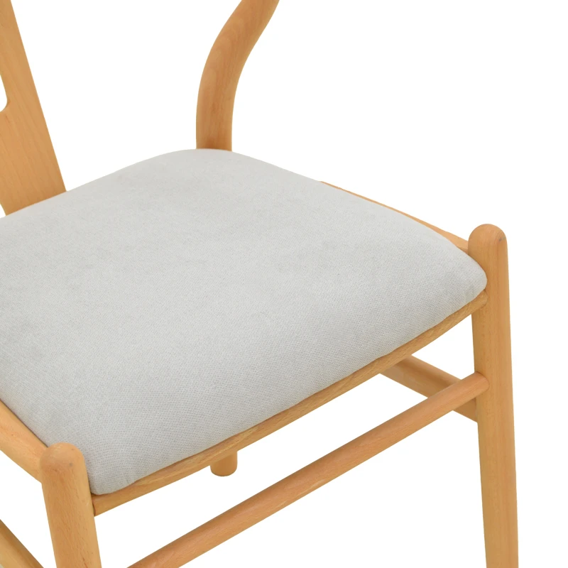 Wishbone chair pakoworld rubberwood-fabric in natural-grey color 51x58x73cm