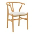Wishbone chair pakoworld rubberwood-fabric in natural-beige color 51x58x73cm