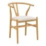 Wishbone chair pakoworld rubberwood-fabric in natural-beige color 51x58x73cm