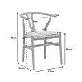 Wishbone chair pakoworld rubberwood-fabric in natural-beige color 51x58x73cm