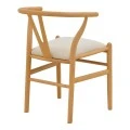 Wishbone chair pakoworld rubberwood-fabric in natural-beige color 51x58x73cm
