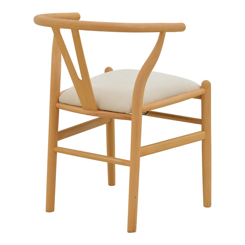 Wishbone chair pakoworld rubberwood-fabric in natural-beige color 51x58x73cm