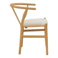 Wishbone chair pakoworld rubberwood-fabric in natural-beige color 51x58x73cm
