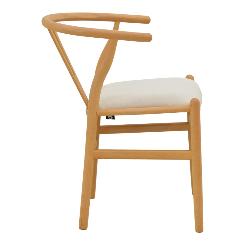 Wishbone chair pakoworld rubberwood-fabric in natural-beige color 51x58x73cm