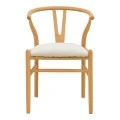 Wishbone chair pakoworld rubberwood-fabric in natural-beige color 51x58x73cm