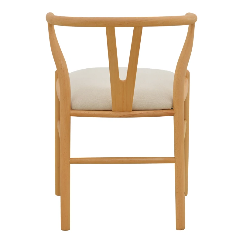 Wishbone chair pakoworld rubberwood-fabric in natural-beige color 51x58x73cm