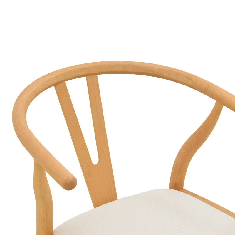 Wishbone chair pakoworld rubberwood-fabric in natural-beige color 51x58x73cm